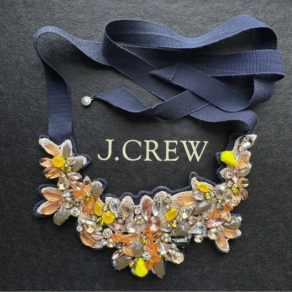 J. Crew Crystal ribbon necklace - Picture 1 of 5